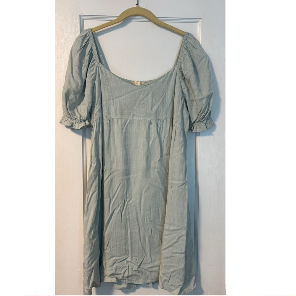 Light Blue Puff Sleeve Dress